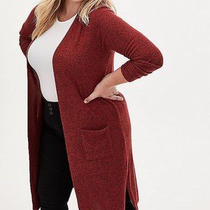 Torrid NWT's SUPER SOFT PLUSH RUST RED OPEN FRONT